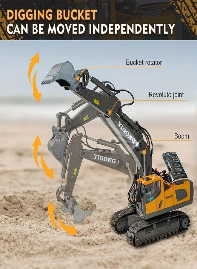 Junona Remote Control Excavator Toys Rechargeable RC Construction Excavators Digger Vehicles Engineering Toys with Metal Toy for Boys 8-12 Kids Best Gift Ideas for Age 3 to 10+ Year Old Boy - Image 4